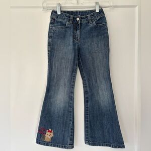 Gymboree 2008 Yorkie Puppy Heart Girls Denim Flare Jeans 6 Slim